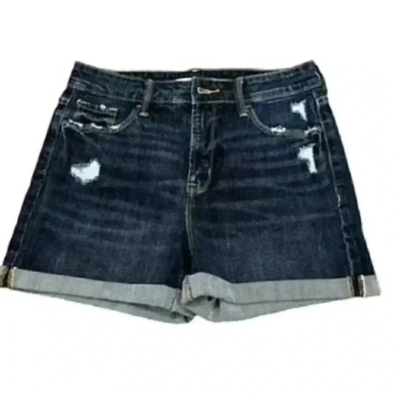 Old Navy Dark Wash Distressed Denim Jean Shorts Womens Sz 4 - Picture 1 of 11